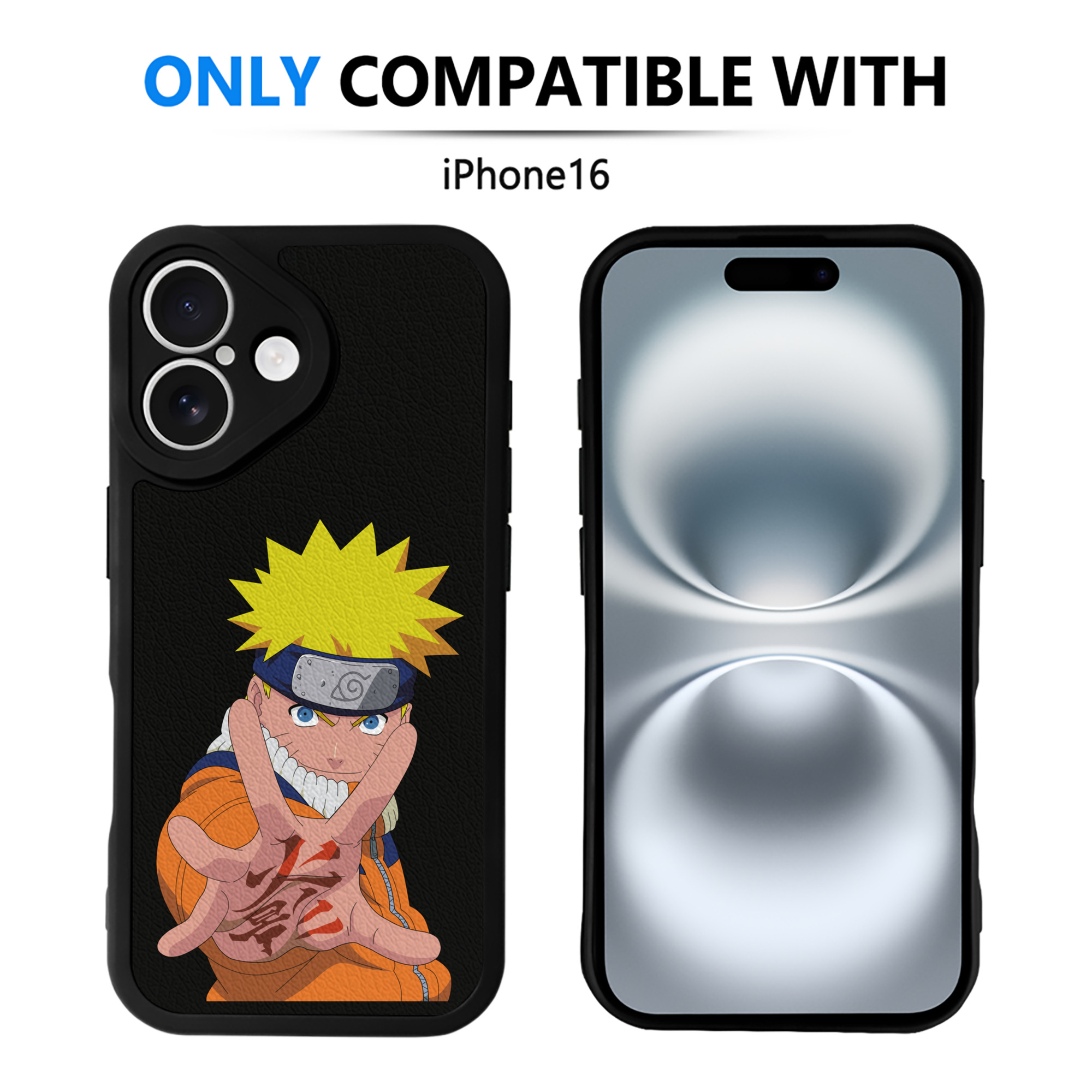 （画像用） NARUTO -ナルト- うずまき ナルト Uzumaki Naruto 【iPhone 16シリーズ対応】シリコンスマホケース（レザー調） 材質：シリコン